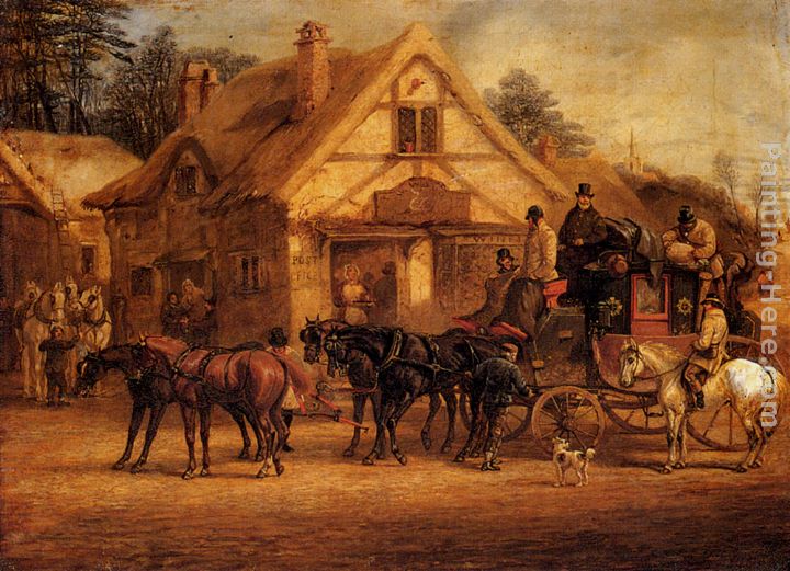 A Halted Coach painting - Henry Alken A Halted Coach art painting